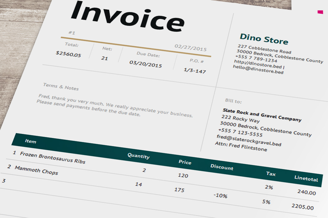 Custom Invoices and statements