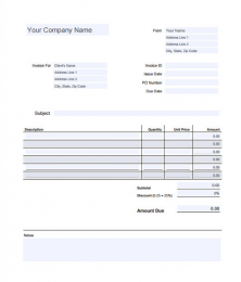 Editable Blank Invoice Estimate Template in Printable PDF Format ...