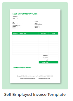 self employed invoice template