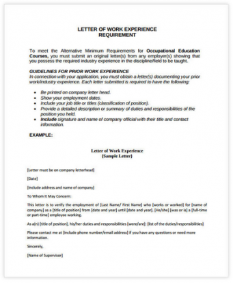 Free Sample Letter of Work Experience - LetterHUB