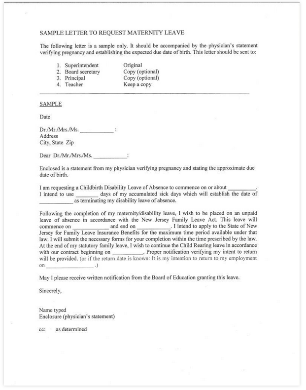 Sample Letter to Request Maternity Leave