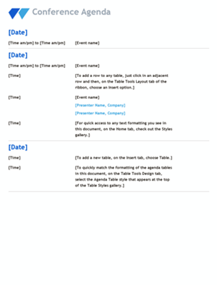 Free conference agenda template word doc