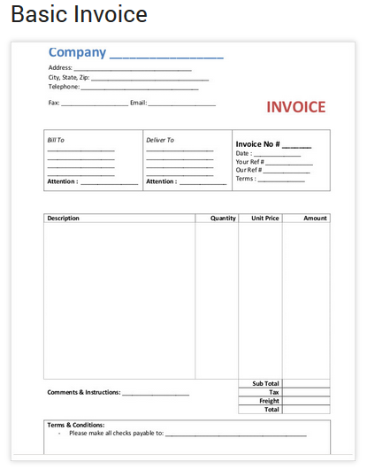 free basic invoice template