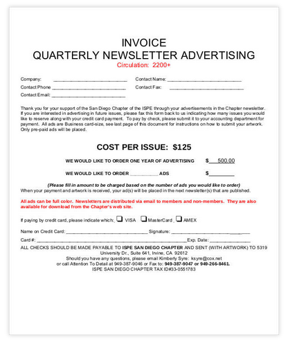 Newsletter Advertising Invoice
