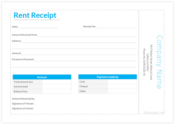 Free Simple Rent Receipt Template