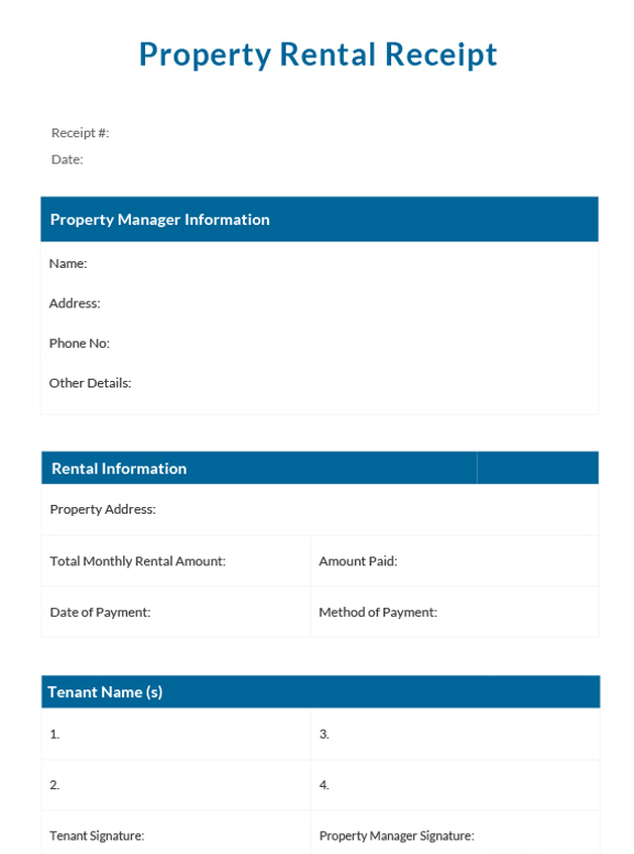 Free Property Rent Receipt Template LetterHUB