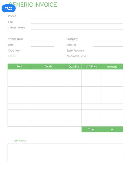 free printable generic invoice template