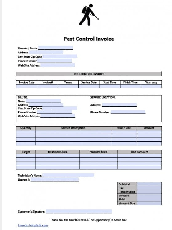 Pest Control Invoice Template